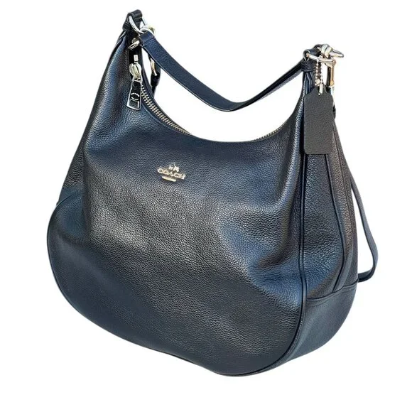 Coach Black Pebbled Leather Harley Hobo Crossbody Bag with Tag Adjustable Strap - Picture 5 of 16